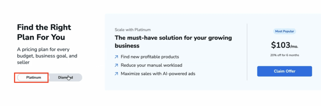 Helium 10 plan pricing shown on the Helium 10 site in 2026.