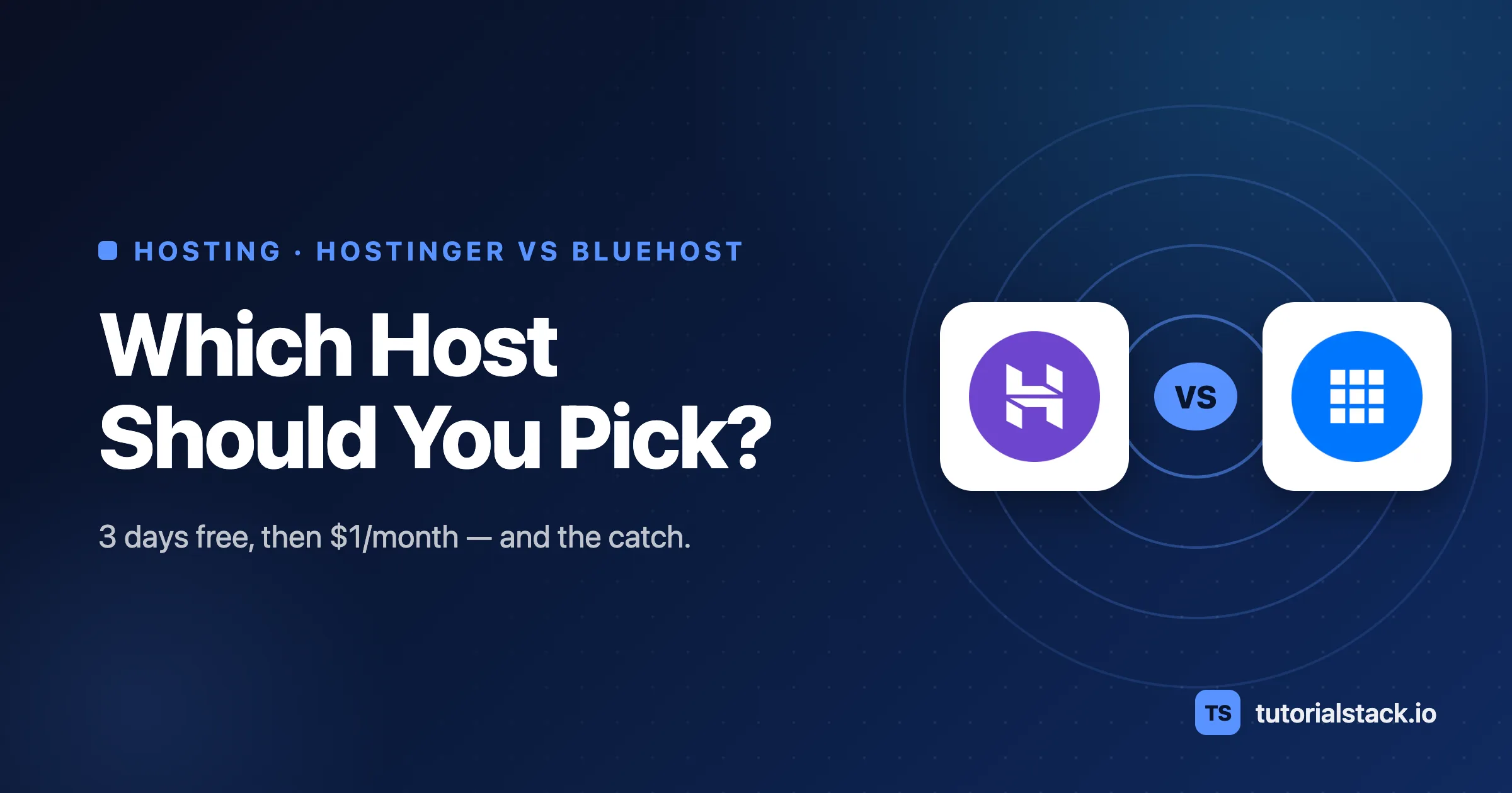Hostinger vs Bluehost comparison for 2026 shown on Tutorial Stack