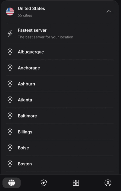 NordVPN US server list used to switch servers when Netflix blocks one